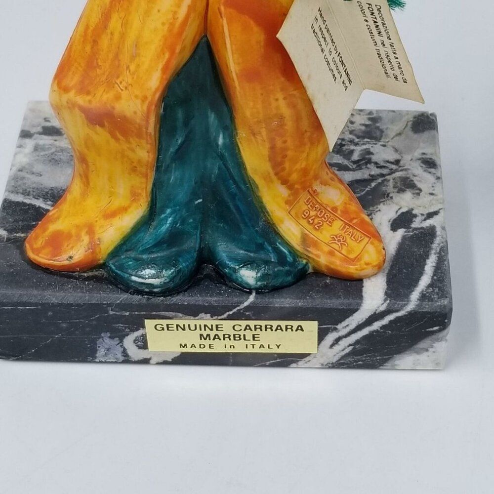 Vintage Fontanini Clown Magician Simonetti Figurine Bunny Carrara Marble 8" - Picture 4 of 7